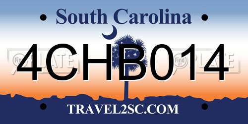 4CHB014 South Carolina License Plate