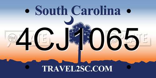 4CJ1065 South Carolina License Plate