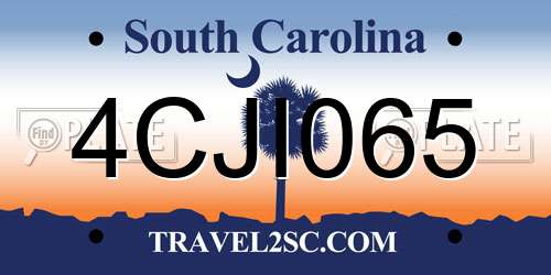 4CJI065 South Carolina License Plate