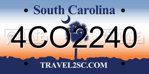 4CO2240 South Carolina License Plate