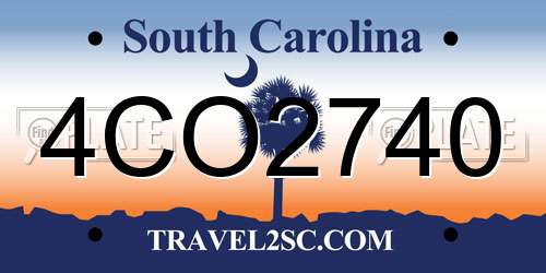 4CO2740 South Carolina License Plate