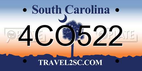 4CO522 South Carolina License Plate