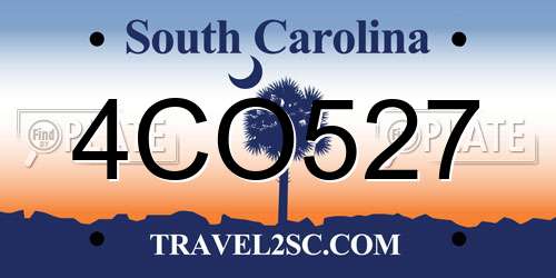 4CO527 South Carolina License Plate