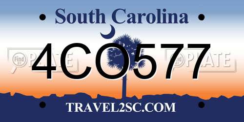 4CO577 South Carolina License Plate