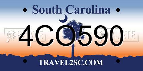 4CO590 South Carolina License Plate