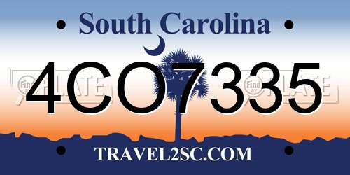4CO7335 South Carolina License Plate