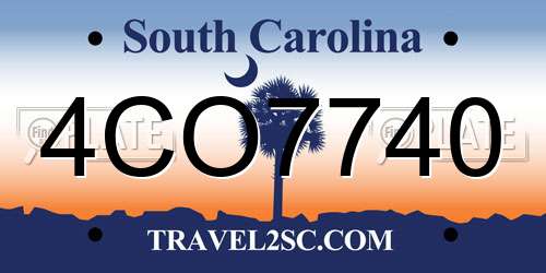 4CO7740 South Carolina License Plate