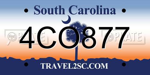4CO877 South Carolina License Plate