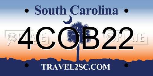 4COB22 South Carolina License Plate