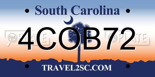 4COB72 South Carolina License Plate