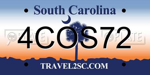 4COS72 South Carolina License Plate