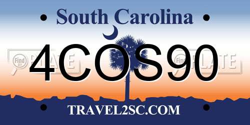 4COS90 South Carolina License Plate