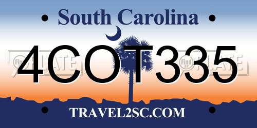 4COT335 South Carolina License Plate