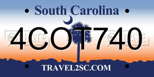 4COT740 South Carolina License Plate