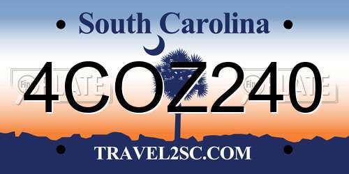 4COZ240 South Carolina License Plate