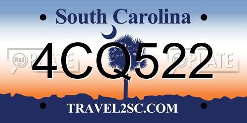 4CQ522 South Carolina License Plate