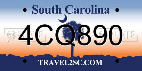 4CQ890 South Carolina License Plate