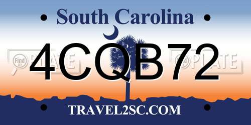 4CQB72 South Carolina License Plate