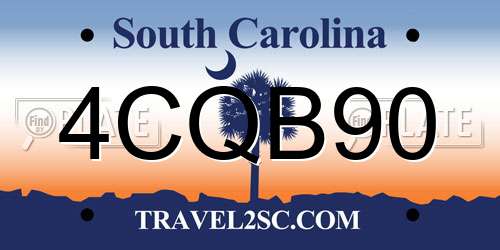 4CQB90 South Carolina License Plate