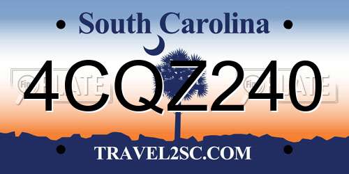 4CQZ240 South Carolina License Plate