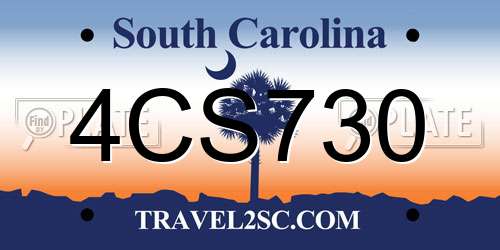 4CS730 South Carolina License Plate