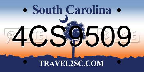 4CS9509 South Carolina License Plate