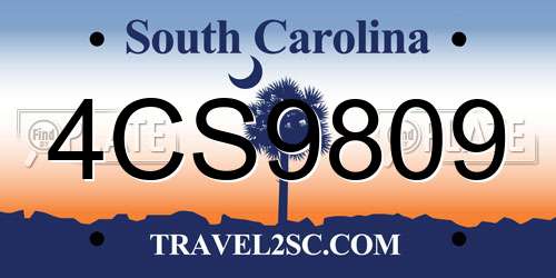 4CS9809 South Carolina License Plate