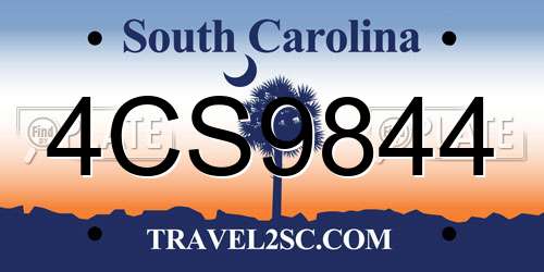 4CS9844 South Carolina License Plate