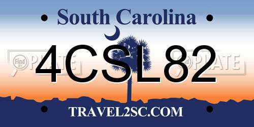 4CSL82 South Carolina License Plate