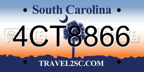 4CT8866 South Carolina License Plate
