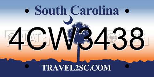 4CW3438 South Carolina License Plate