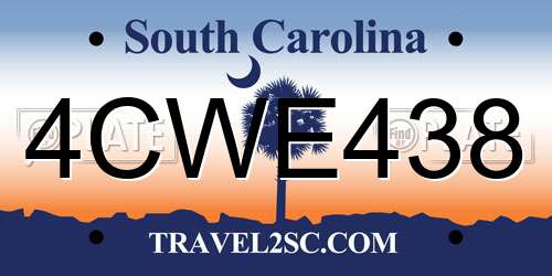 4CWE438 South Carolina License Plate