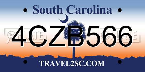 4CZB566 South Carolina License Plate