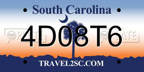 4D08T6 South Carolina License Plate