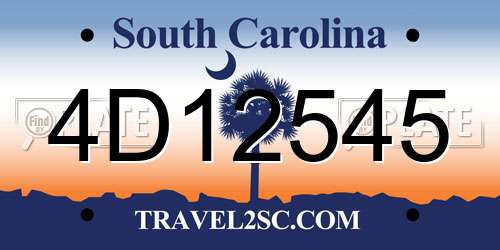 4D12545 South Carolina License Plate