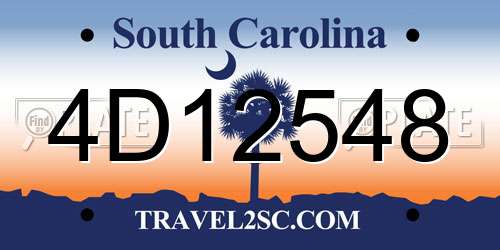 4D12548 South Carolina License Plate