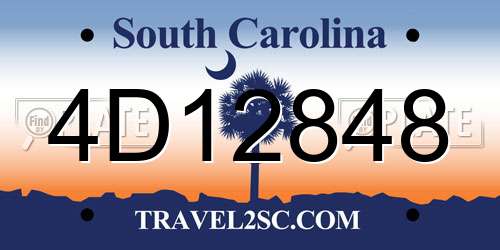 4D12848 South Carolina License Plate