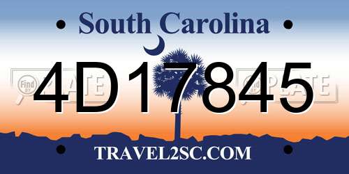 4D17845 South Carolina License Plate