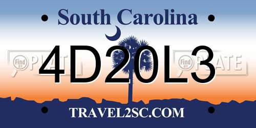 4D20L3 South Carolina License Plate