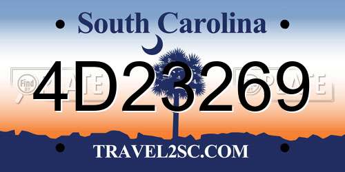 4D23269 South Carolina License Plate