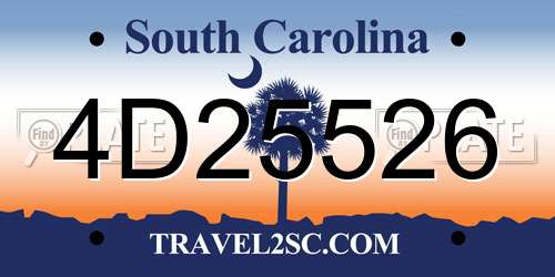 4D25526 South Carolina License Plate