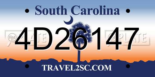 4D26147 South Carolina License Plate