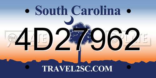 4D27962 South Carolina License Plate