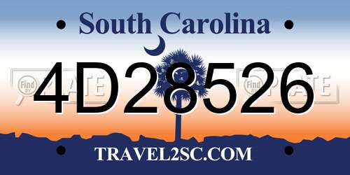 4D28526 South Carolina License Plate
