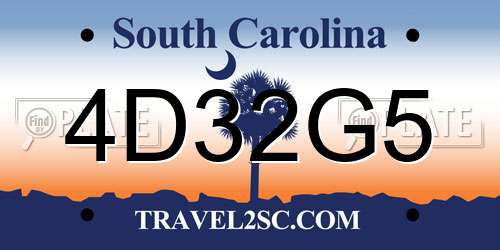 4D32G5 South Carolina License Plate