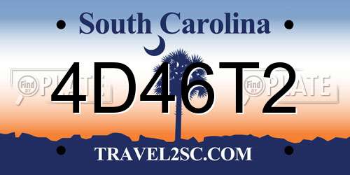 4D46T2 South Carolina License Plate