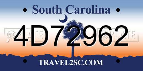 4D72962 South Carolina License Plate