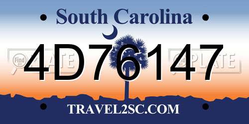 4D76147 South Carolina License Plate