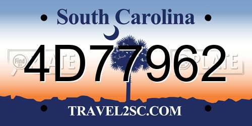 4D77962 South Carolina License Plate