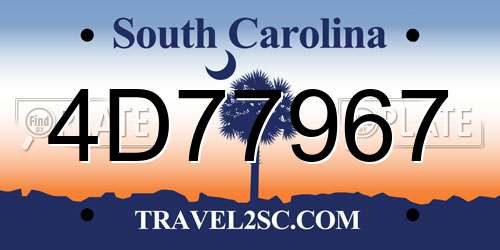 4D77967 South Carolina License Plate